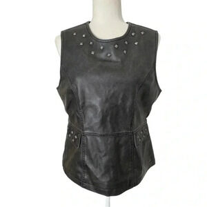 Dollhouse Outfitters Womens Vegan Faux Leather Black Vest Size Large NWT Biker.